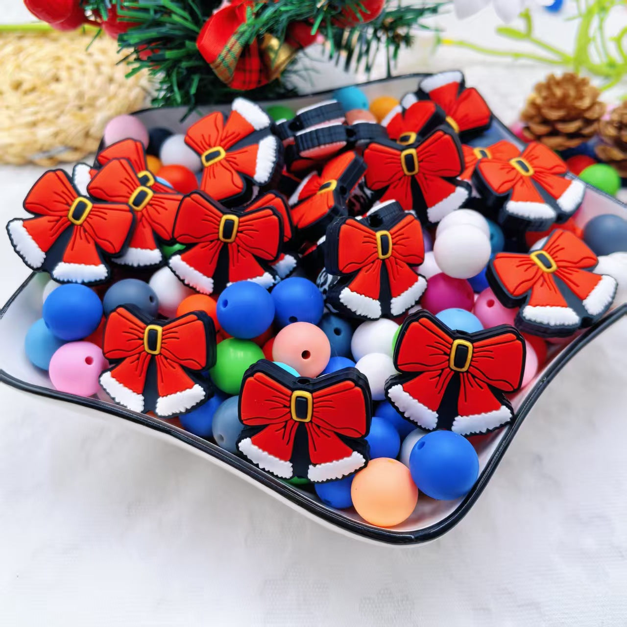 Wholesale 10pcs/pack 2D Christmas  Cartoon Focus Beads  DIY Silicone Beads